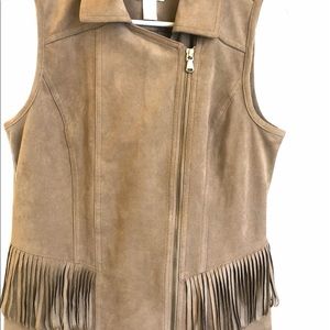 Faux Suede Fringe Vest